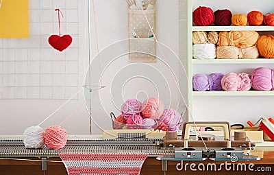 Hand Knitting Machine. Stock Photo