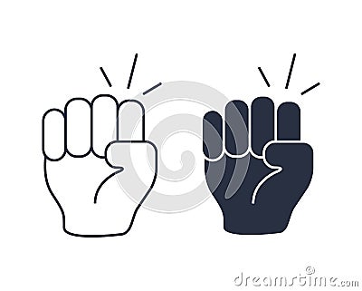 Hand knocking on door icon. Vector illustration. Agression symbol,violence, fist of fury icon. Solid and linear vector Vector Illustration