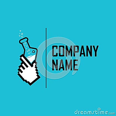 Hand lab pixel logo Vector Illustration