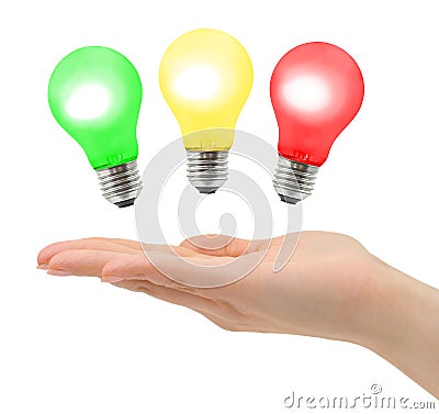 Hand and lamps Stock Photo