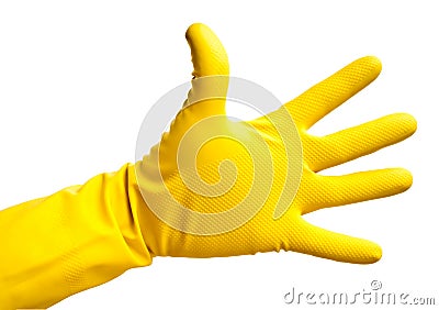 Hand in a latex glove Stock Photo