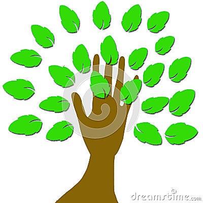 A hand with leaves. Stock Photo