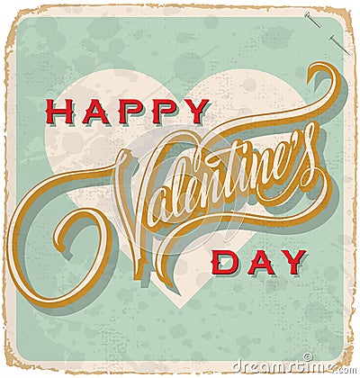 Hand-lettered vintage valentines card (vector) Vector Illustration