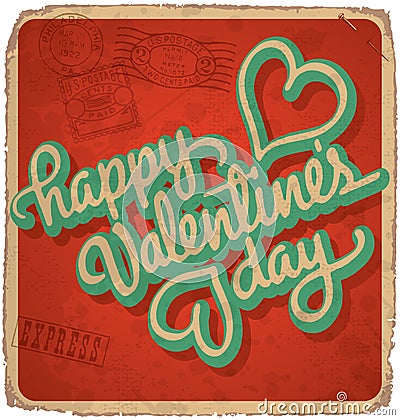 Hand-lettered vintage valentines card (vector) Vector Illustration