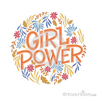 Girl Power Hand Lettering Vector Stock Photo