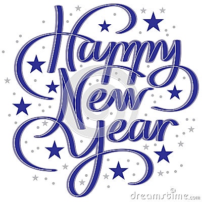 Hand lettering happy new year Vector Illustration