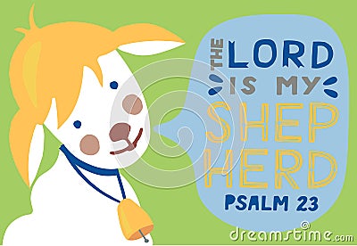Hand lettering The Lord is my Shepherd with sheep Vector Illustration