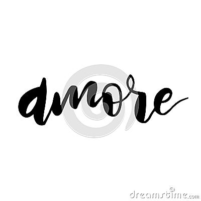 Hand lettering Love in italian. Amore. Vector Illustration