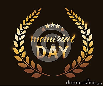 Hand lettering of Memorial day Vector Illustration