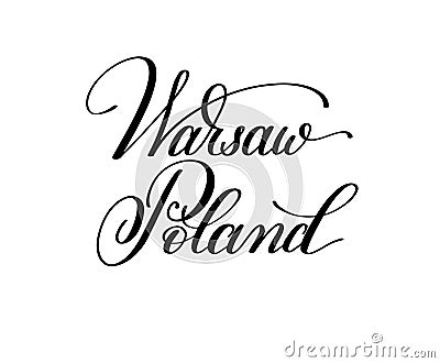 Hand lettering the name of the European capital - Warsaw Poland Vector Illustration