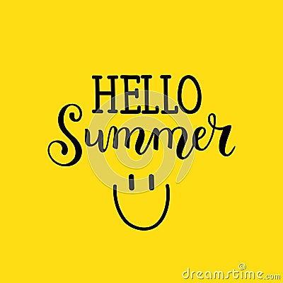 Hand lettering poster HELLO SUMMER Stock Photo