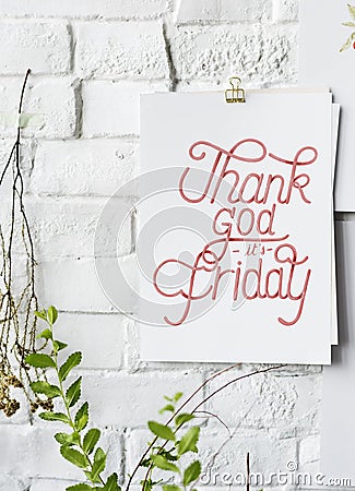 Hand lettering poster on the white wall Stock Photo