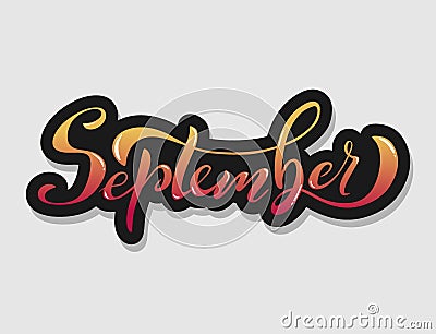 Hand lettering september sign new year month logo ombre lettering decorative typography gradient calligraphy Stock Photo