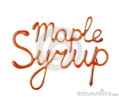 Hand lettering written by liquid maple syrup Stock Photo