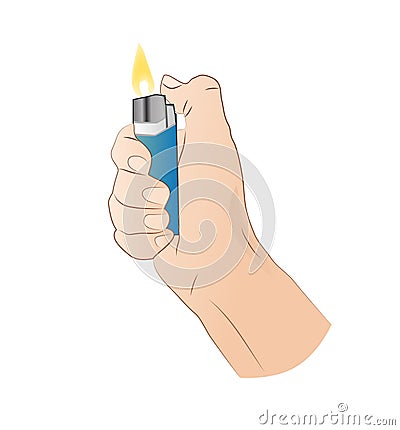 Hand With Lighter Vector Illustration