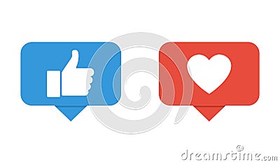 Hand like button. Heart button icon. Buttons for social networks Vector Illustration