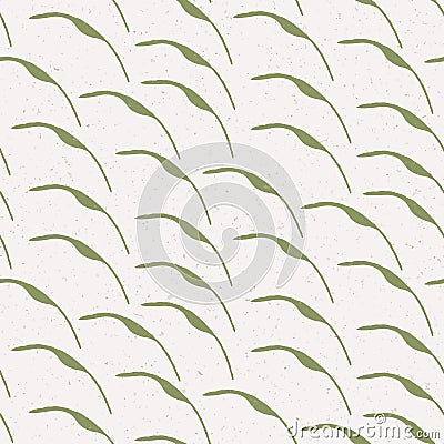 Hand made bamboo leaf stem seamless pattern. Japanese abstract geo botanical . Soft grass green neutral tones. All over recycled Stock Photo