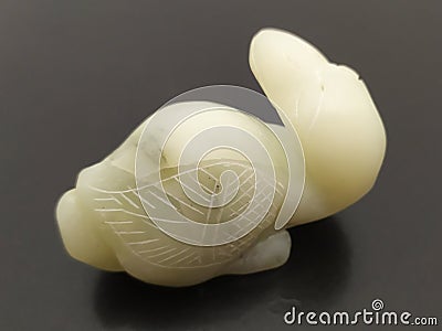 Jade fugurine statue duck bird Chinese craft Stock Photo