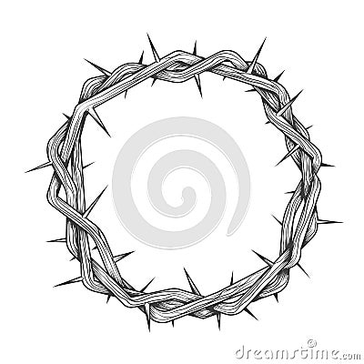 Hand Made Crown of Thorns Tattoo Vector Illustration