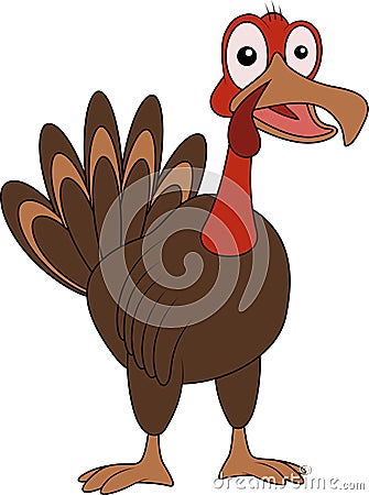 hand made drawing of live turkey for thanksgiving Cartoon Illustration