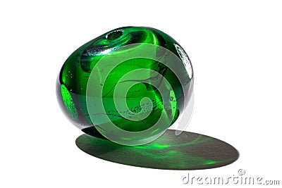 Hand made green glass bead Stock Photo