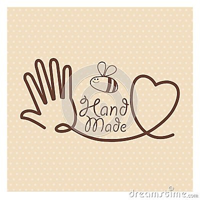 Hand Made label, handmade crafts workshop Vector Illustration