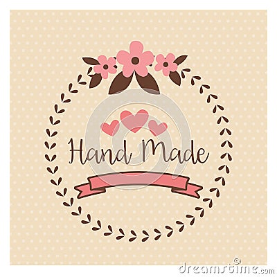 Hand Made label, handmade crafts workshop Vector Illustration