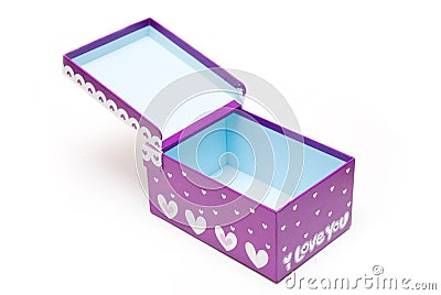 Hand-made opened purple gift box Stock Photo