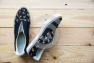 Hand made painted canvas shoes Stock Photo