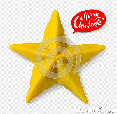 Hand made plasticine figure of Christmas star Vector Illustration