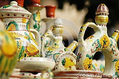 Hand-made pottery. Stock Photo