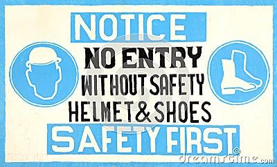 Hand-made safety sign Stock Photo