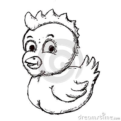 Hand made sketch of chiken Cartoon Illustration