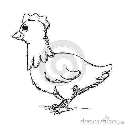 Hand made sketch of chiken Cartoon Illustration