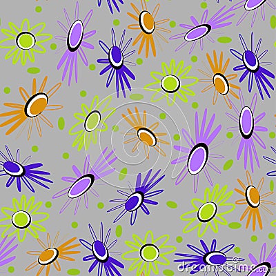 Hand made sketch of glade of daisies. Seamless vector pattern for textile design, romantic background, tableware, stationery. Vector Illustration