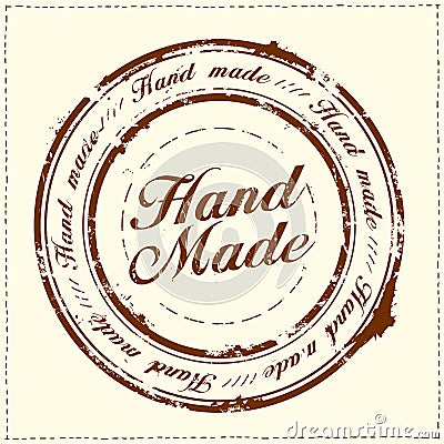 Hand made stamp imprint, stitches frame Vector Illustration