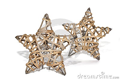 Hand made straw stars as christmas decoration Stock Photo