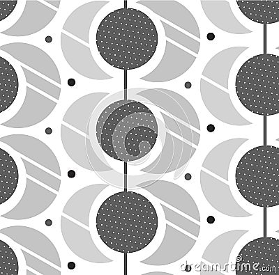 Hand made Sun and moon modern vector seamless pattern with stars on white background.Simple wrapping paper and Vector Illustration