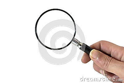 Hand with magnifying glass Stock Photo