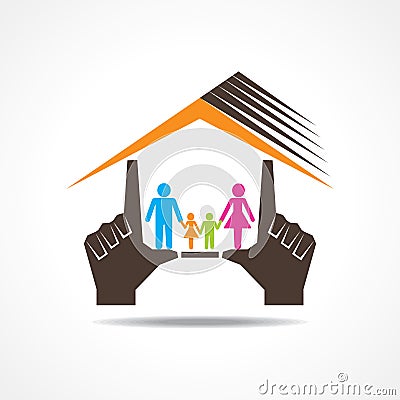 Hand make home with family Vector Illustration