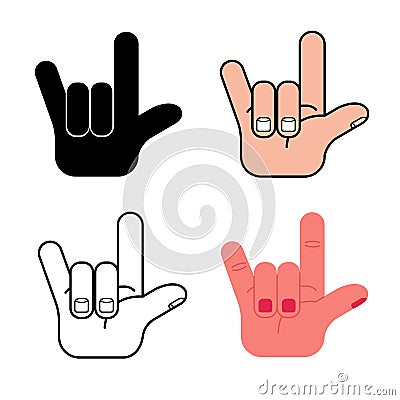 Hand making love symbol icon, logo set, vector illustration Vector Illustration