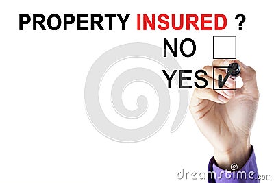 Hand of manager is approving property insured Stock Photo