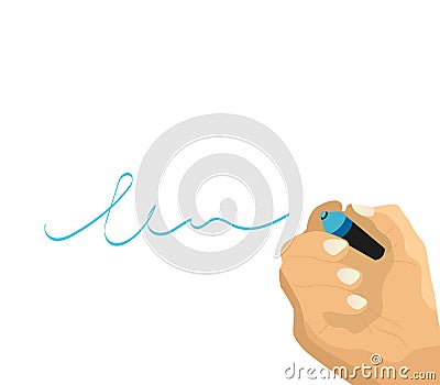 Hand with marker writing Vector Illustration