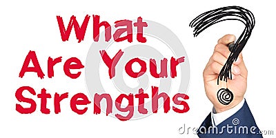 Hand with marker writing: What Are Your Strengths Stock Photo