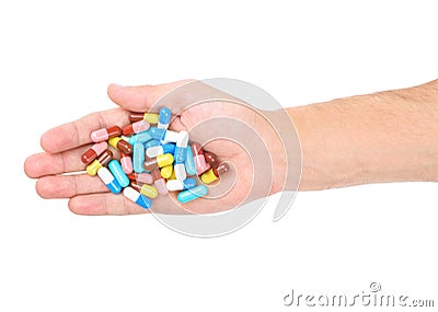 Hand with medical capsules Stock Photo