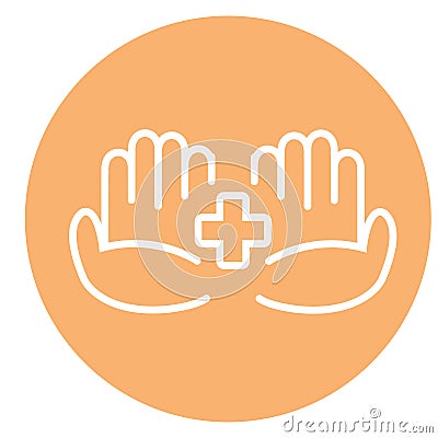 Hand Medical Marker vector icon. Style is flat rounded symbol, brown color, rounded angles, white background. Vector Illustration