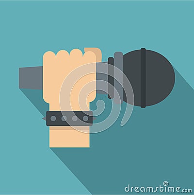 Hand microphone icon, flat style Vector Illustration