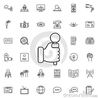 Hand with microphone nolan icon. Elements of media, press set. Simple icon for websites, web design, mobile app, info graphics Stock Photo