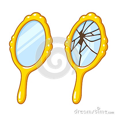 Hand mirror broken Vector Illustration