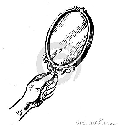 Hand with mirror Cartoon Illustration